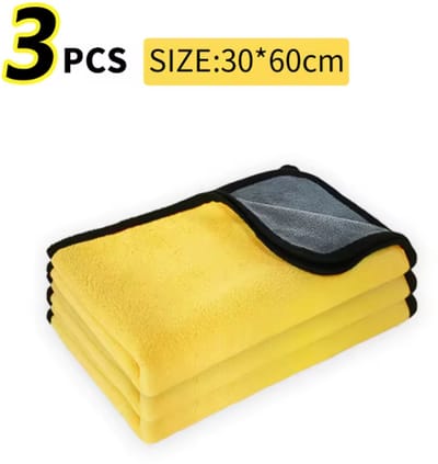 TLVX 3 stuks Hoge Kwaliteit Zachte Microvezeldoek 30cm x 60cm – Auto Droogdoek – Stof Poetsdoek – Hoog Absorberend – Microveber – Schoonmaak – Car Detailling – Vocht Water Opname doek – Stofvrij – Streeploos - Herbruikbaar – Wasbaar – Snel Drogend