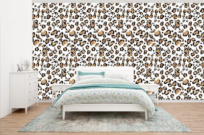 Behang - Fotobehang Panterprint - Bruin - Patronen - Breedte 500 cm x hoogte 280 cm