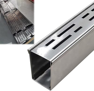 Rvs Drainage Kanaal - Regenwater Zeef - Waterbeheer Buiten - Anti-verstopping Ontwerp - 15x4cm - Zilver