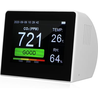 Desktop CO2/RV/Temp. 3-in-1 Multifunctionele Luchtkwaliteitsdetector Temperatuur Vochtigheid Monitor Black & White white