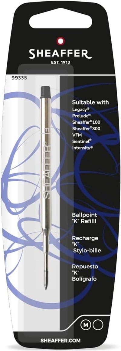 Merkloze Ballpoint Pen Refill, Zwart, Medium Punt