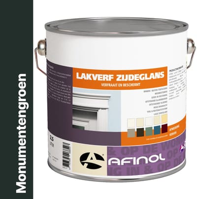 Afinol Zijdeglans Lakverf Monumentengroen (N0.15.10) 2,5 liter - Houtverf Binnen - Houtverf Buiten - Lak Geschikt voor Hout, Metaal en Kunststof - Metaalverf - Meer dan 9.000 kleuren