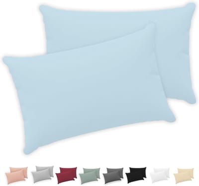 Famanu – Kussensloop (Set van 2) - 100% Katoen Jersey 150 - Blauw - Kussensloop - Kussenhoes met ritssluiting - Oeko - Tex gecertificeerd