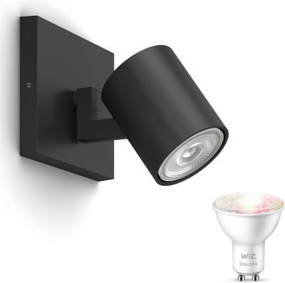 WiZ Runner Opbouwspot (Zwart) - Wit en Gekleurd Licht - Wandspot of Plafondspot met 1 Lichtpunt - GU10 - Te bedienen via WiFi