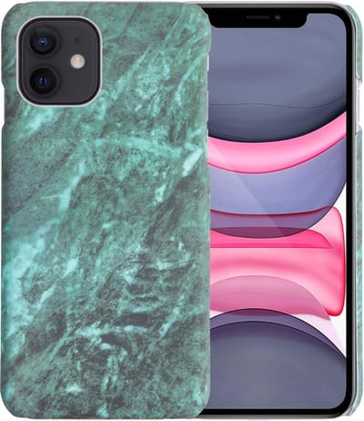 Hoesje Geschikt voor iPhone 11 Hoesje Marmer Case Hard Cover - Hoes Geschikt voor iPhone 11 Case Marmer Hoesje Backcover - Groen