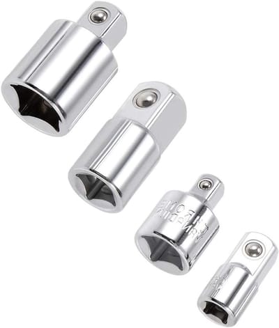 4-delige Set van Adapter en Reducer voor Steeksleutels, CR-V Staal 1/2 naar 3/8 en 1/4 naar 3/8, Geschikt voor Impact Drivers en Steeksleutelsets, Ideaal voor Klussen