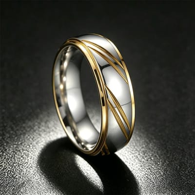 Trendy Roestvrij Staal Koppelringen Voor Mannen Vrouwen Uniek Groef Golfpatroon Ring Bruiloft Feest Sieraden Valentijnsdag Cadeaus 9 gray