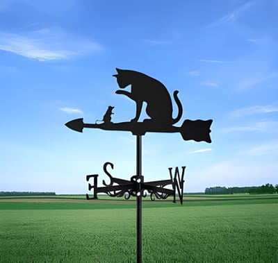 Metalen Windspinner met Dierenmotief - Smeedijzeren Tuin Decoratie voor Buiten - Ornament voor Daktuinen & Binnenplaatsen-Kat-Belle‘s product-Belle's product