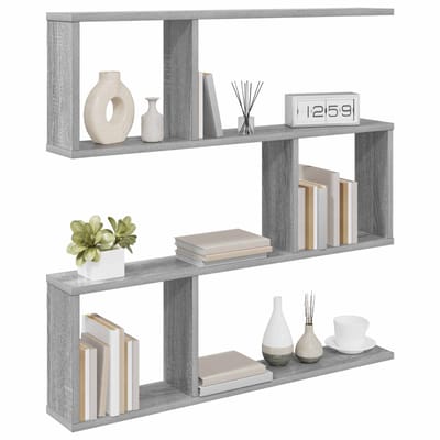 vidaXL - Wandplank - Grijs - Sonoma - 80 - x - 12 - x - 79,5 - cm - Bewerkt - hout