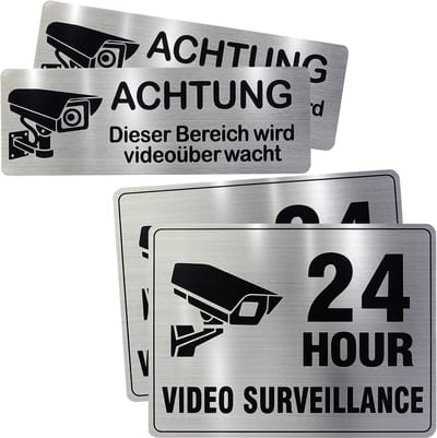 Bewakingsborden - Waarschuwingsstickers - Beveiliging Huizen - Zelfklevend Aluminium - Diverse Maten - Veelkleurig