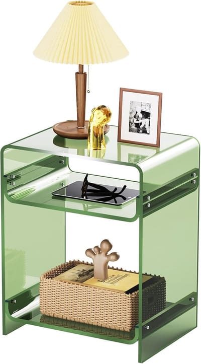 Famanu – Acryl bijzettafel, transparante koffietafel met eenvoudige montage, multifunctioneel voor woonkamer en slaapkamer, 40 x 30 x 50 cm
