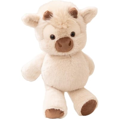 Zacht Materiaal Schotse Hooglander Pluche Knuffel Textuur Kinderen Cadeaus Rennen Koe Nieuw Ontwerp 40Cm Schattig Knuffel Kinderkamer beige
