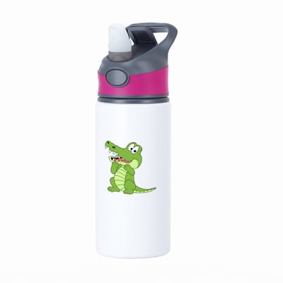 Hacebo® - Krokodillen waterfles met rietje roze - Krokodil - Dieren liefhebbers - Reptielen - dierendag - water fles - 650ML