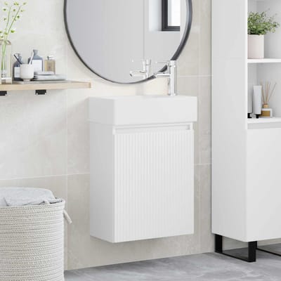 vidaXL - Badkamermeubel - met - kraan - Wit - 45,5 - x - 22,5 - x - 84 - cm