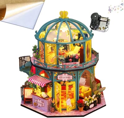 Doe-het-zelf Poppenhuis - Miniatuur Bouwpakket - Creatief Hobbyen - Met LED Verlichting - 22 x 22 x 253 cm - Multicolor