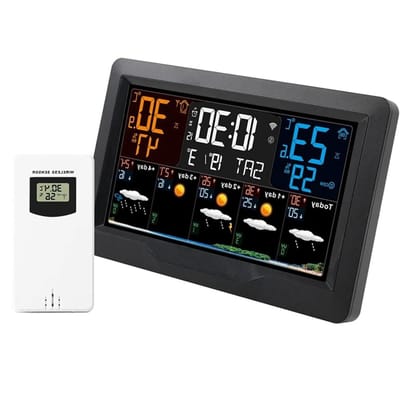 Weerstation Binnen Buiten - Weer Sensor - Weer Monitoren - WIFI Smart Connectiviteit - 20.5 cm - Wit