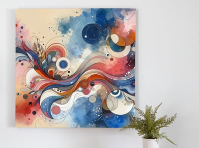 Acryl aquarel schilderij | Vibrante waterverfcompositie: prachtige contrasten en dynamische texturen in acryl | Kunst - 40x40 centimeter op Canvas | Foto op Canvas