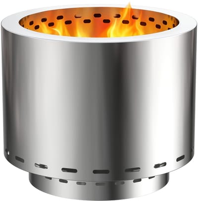Grote Camping Houtoven φ49cm – 4-6 Uur Brandtijd, Roestvrij Staal, Voor Groepen & Gartenpartys, Met Asopvangbehälter