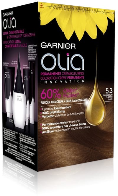 Garnier Olia Licht Goudbruin 5.3 - Permanente Haarkleuring Zonder Ammoniak - Kleurcrème op basis van 60% oliën - Haarverf