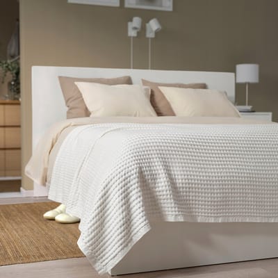 2x Witte Plaid/Sprei 230x250 cm - Gerecycled Katoen