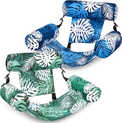Opblaasbare Zwembadmatras voor Volwassenen - 2 Stuks - Luxe Drijvende Loungestoel met Verstelbare Rugleuning - Comfortabele Waterhangmat - Perfect voor Zwembadfeest, Strand en Meer - Zomer Cadeau-blauw，groen