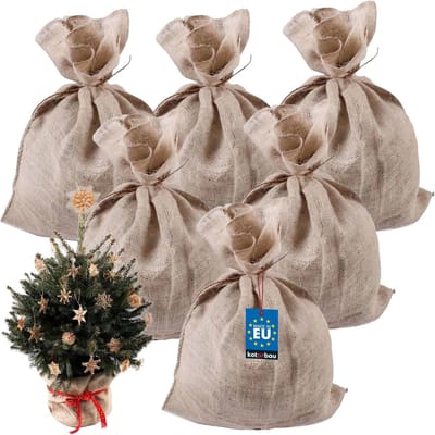 Jute Zakken - Opbergzakken Decoratiezakken - Tuin Opslag - 6 Stuks Set - Natuurlijk