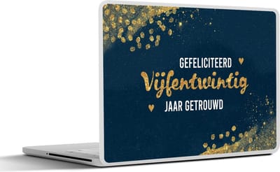 Laptop sticker - 10.1 inch - Gefeliciteerd vijfentwintig jaar getrouwd - Quotes - Spreuken - Goud - Trouwen - 25x18cm - Laptopstickers - Laptop skin - Cover