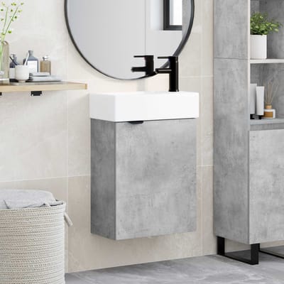 vidaXL - Badkamermeubel - met - kraan - Betongrijs - 45,5 - x - 22,5 - x - 84 - cm