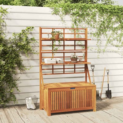 vidaXL - Opbergbox - met - latwerk - 99x55x160 - cm - massief - acaciahout