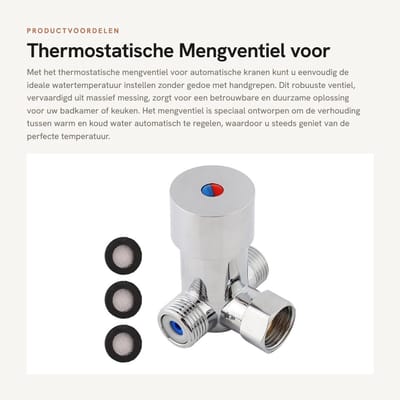 Dailygoods- Mengkraan Thermostatisch - Automatische Watermengklep - Koper - Eenvoudig te Installeren - Temperatuurregeling - Duurzaam Materiaal - Thermostatische Mengkraan