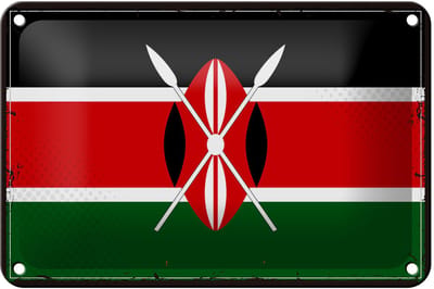 Blechschild Flagge Kenias 18x12cm Retro Flag of Kenya Dekoration