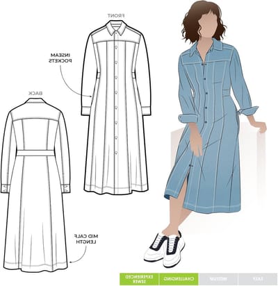 Jurk Naaipatroon - Dames Jurk Patroon - Zelf Kleding Maken - Westerse Stijl Panelen - Maten 10-22 - Meerkleurig