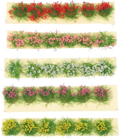 Set van 5 Miniatuur Bloemen en Gras Tuft Kits voor DIY Tuinlandschap en Spoorweg Diorama's