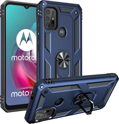 Coverup Hoesje - Geschikt voor Motorola Moto G10 / G20 / G30 Hoesje - Coverup Ring Kickstand Back Cover - Blauw