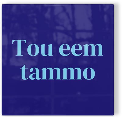 Tegeltje Groningen Tou eem tammo - donkerblauw lichtblauw - tegeltje stad - tegeltje met tekst