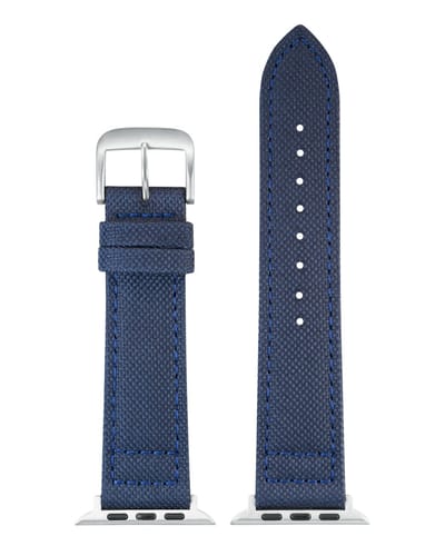 EULIT horlogeband geschikt voor Apple Watch 38/40/41 maat - Serie 1/2/3/4/5/6/7/8/9/10 + SE - canvas Smart - 20 mm - blauw - metalen gesp - incl. adapter