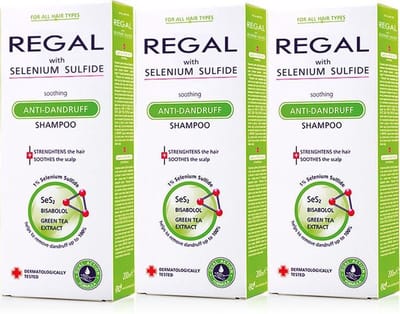 3 x REGAL KALMERENDE ANTI-ROOS Shampoo met Selenium Sulfide voor Elk Haartype Set3  600ml