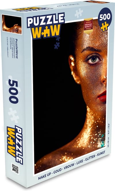 Puzzel Make up - Goud - Vrouw - Luxe - Glitter - Kunst - Legpuzzel - Puzzel 500 stukjes