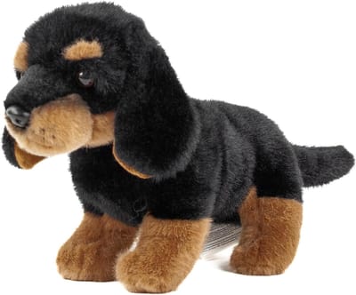Pluche Teckel - Knuffeldier Hond - Kinderspeelgoed - Zacht Materiaal - 23 cm Staand - Zwart Bruin