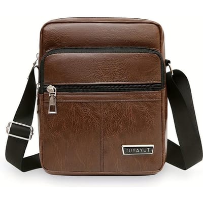 Casual Lichte Crossbody Tas voor Heren, schoudertas met rits is een klassieke schoudertas met een eenvoudig ontwerp donkerbruine kleur