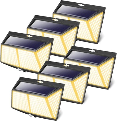 6 x Solar Buitenverlichting met Bewegingssensor en 308 LED - Waterdichte Wandlamp
