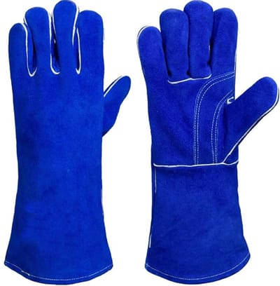 Oneay Leren lashandschoenen – hittebestendig/vlamvertragend, ideaal voor tuinieren, open haarden, kookplaten, geïsoleerde ruimtes en buitenbarbecues – 35,5 cm