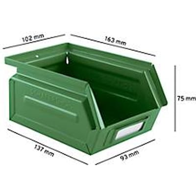 Schäfer Shop Select opbergbox met open voorzijde, 0,9 l, 2,5 kg, L 163 x B 102 x H 75 mm, staal, RAL 6011 (resada groen)