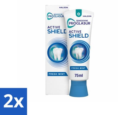 2 x Sensodyne - Tandpasta - ProGlasur Active Shield - Fresh Mint - Frisse Munt - 75 ml - Tandpasta - Glazuurbescherming - Gevoelige Tanden - Gaatjes - Suikerzuren