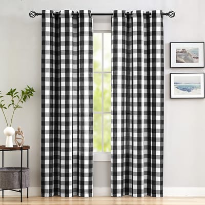 2 stuks klassieke ruit geluste semi-verduisterende gordijnen geschikt voor woonkamers, slaapkamers, eetkamers 101x213cm&Grommet Top