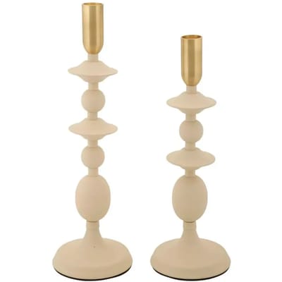 Kandelaar Gemini Cream Set 2 Pcs Ø 10×29 cm