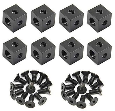 Zwarte Hoek Beugel Kubus voor Aluminium Profiel 2020 Serie - 8 Stuks (20x20x20mm)