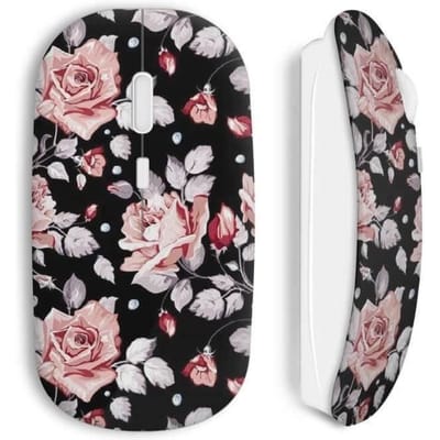 Souris sans fil - Flowers - Noir - Clé USB wifi incluse - Compatible Mac et PC - Design floral