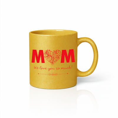 MOM We Love You So Much Mok - Luxe Gouden Afwerking - Moederdag Cadeau - Glanzende Metallic Keramische Beker