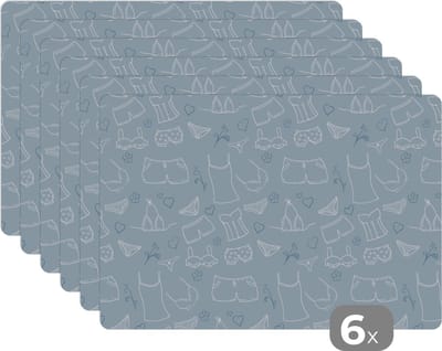 Placemat - Placemats kunststof - Ondergoed - Schoonmaak - Patronen - 45x30 cm - 6 stuks - Hittebestendig - Anti-Slip - Onderlegger - Afneembaar